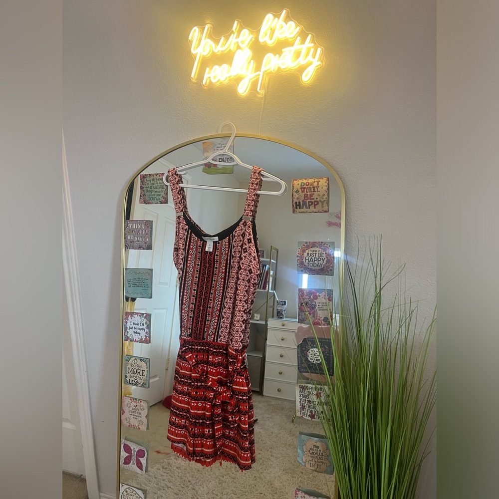 Red and white and black romper